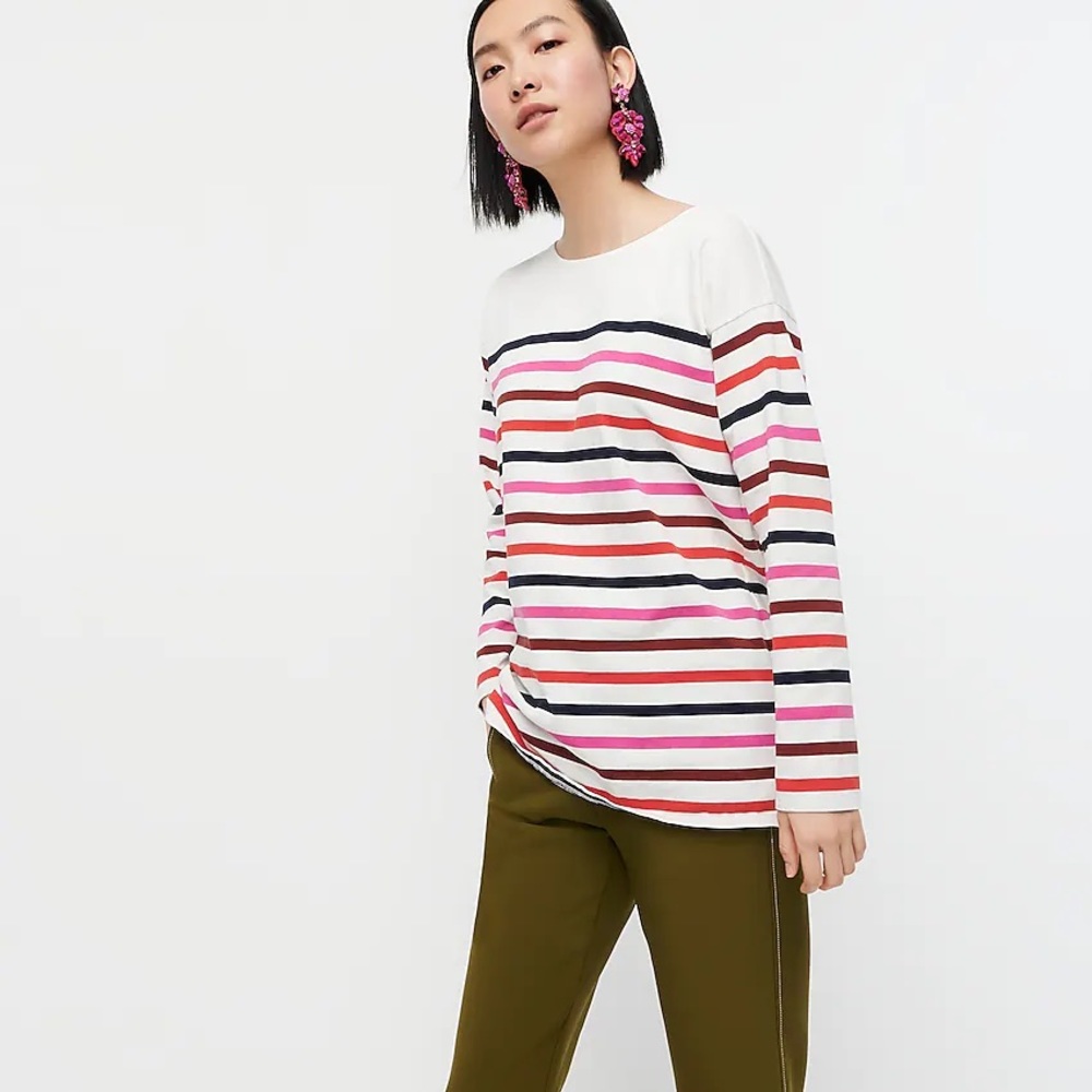J. Crew striped boatneck tunic top